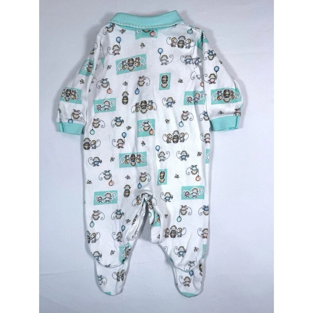 VINTAGE CARTERS Unisex Monkey Print Footed Sleeper Pajamas Size 6‎ Months